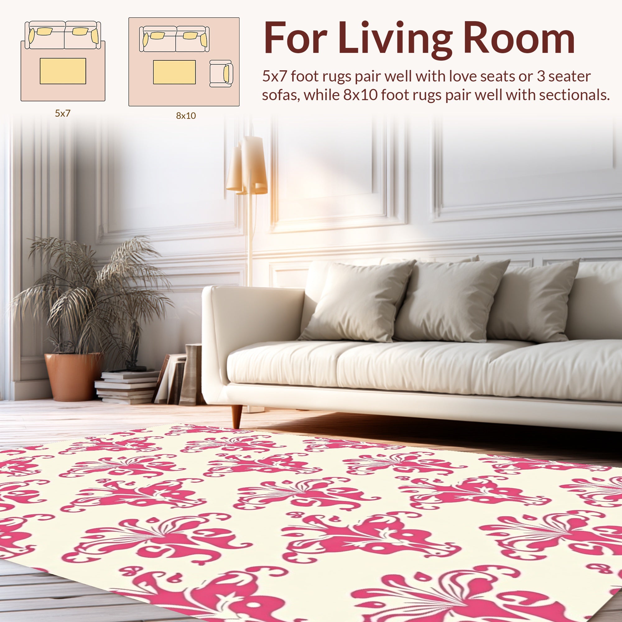 Eclectic Pink Cream Floral Motif Rug