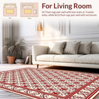 Red Floral Medallion Traditional Border Rug