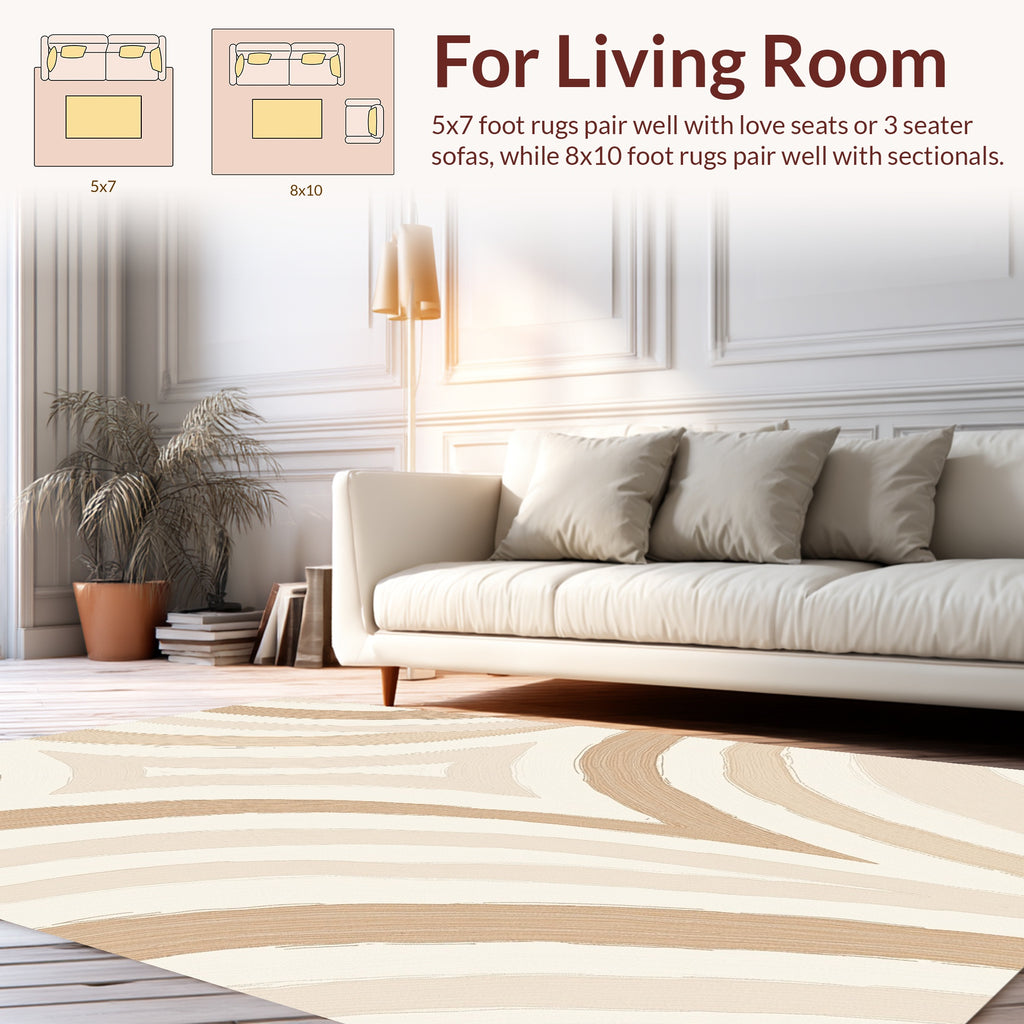 Neutral Arc Patterned Canvas Rug