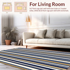 Striped Pattern In Navy Cream Gold Rug