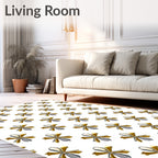 Gold Silver Floral Snowflake Medallion Rug