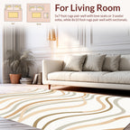 Serene Neutral Wavy Stripe Design Rug