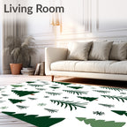 Forest Green Christmas Trees Scattered Meadow Rug