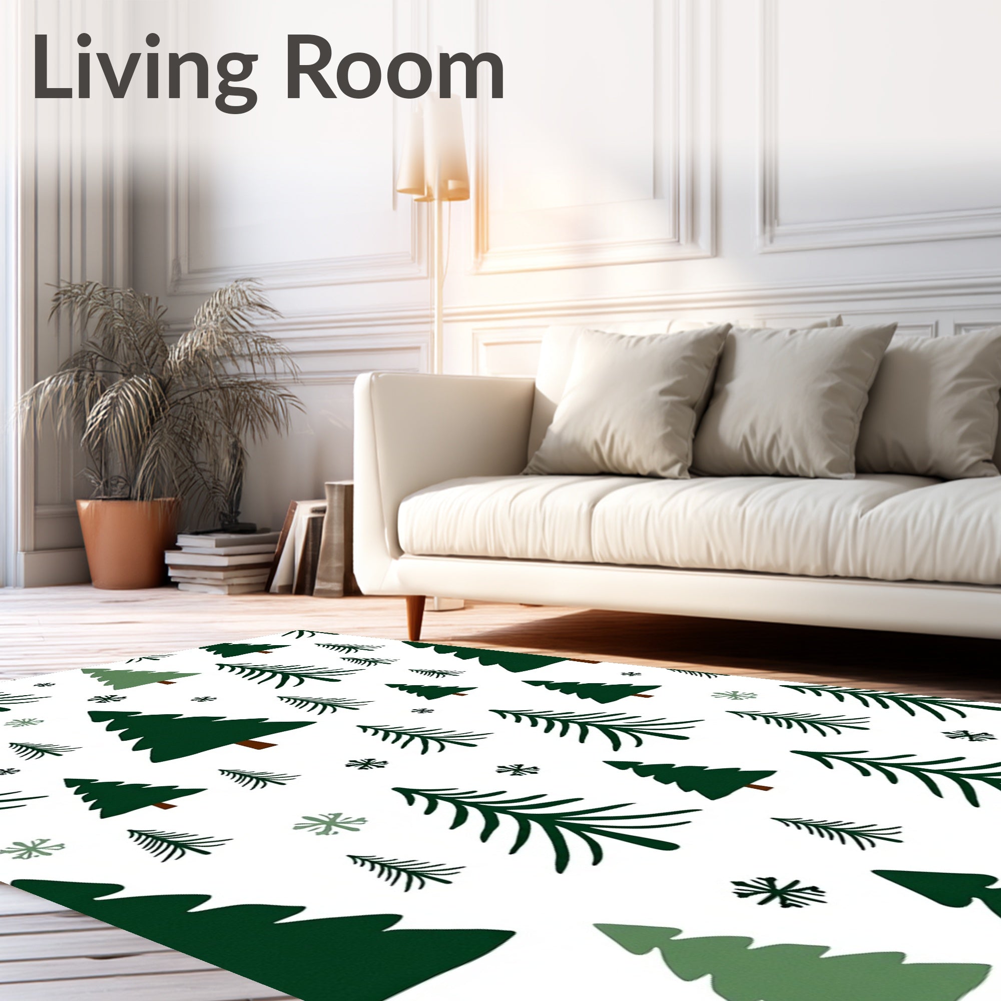 Forest Green Christmas Trees Scattered Meadow Rug