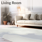 Soft Gray and White Agate Waves Rug