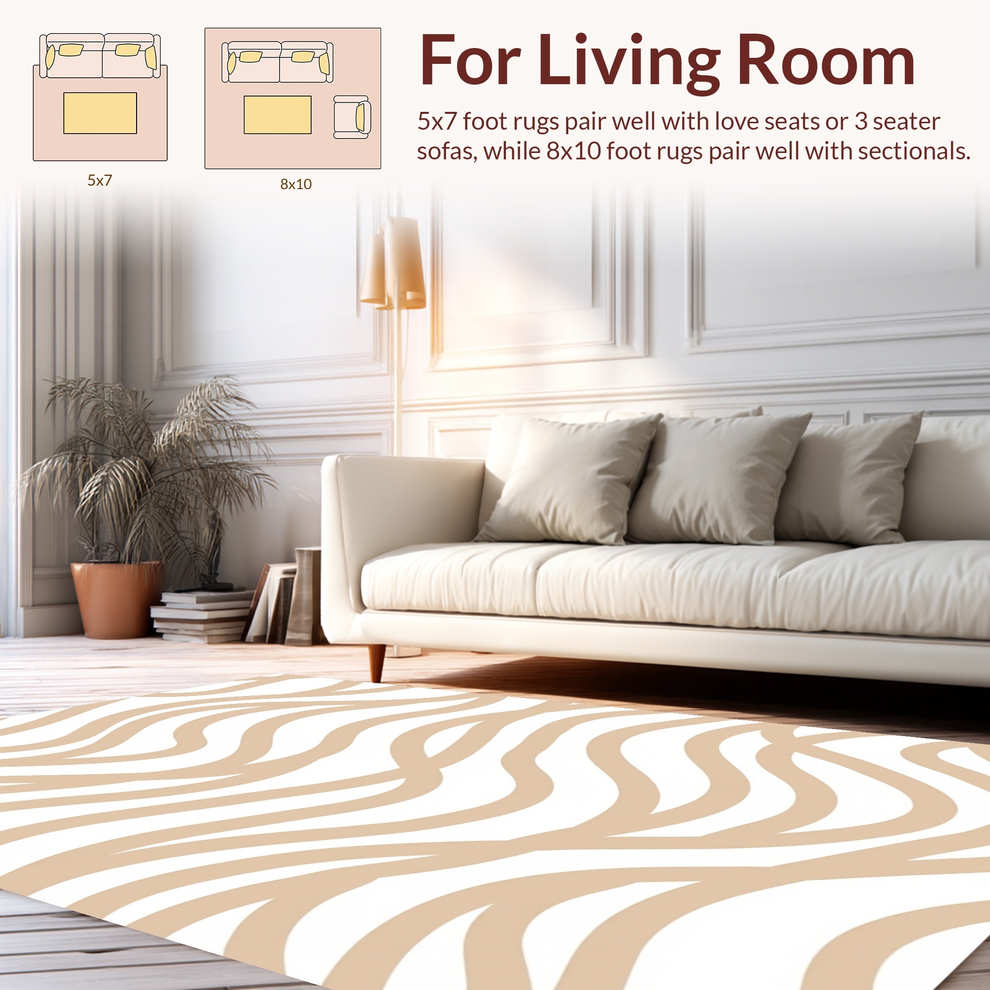 Beige Wavy Flow Abstract Pattern Rug