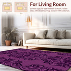 Plum Floral Scroll Pattern Rug