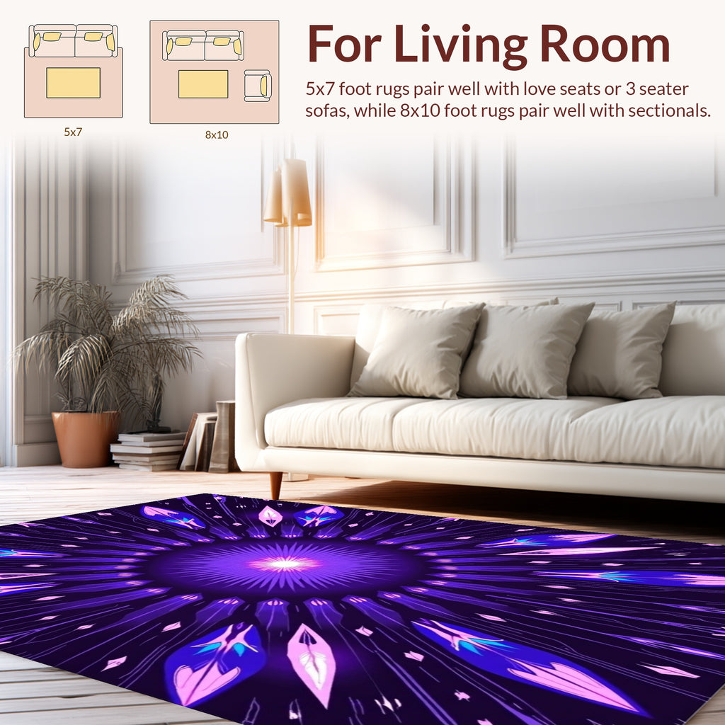 Radiant Violet Geometric Burst Rug