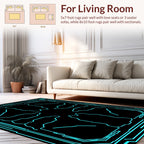 Cyberpunk Neon Circuit Pattern Rug