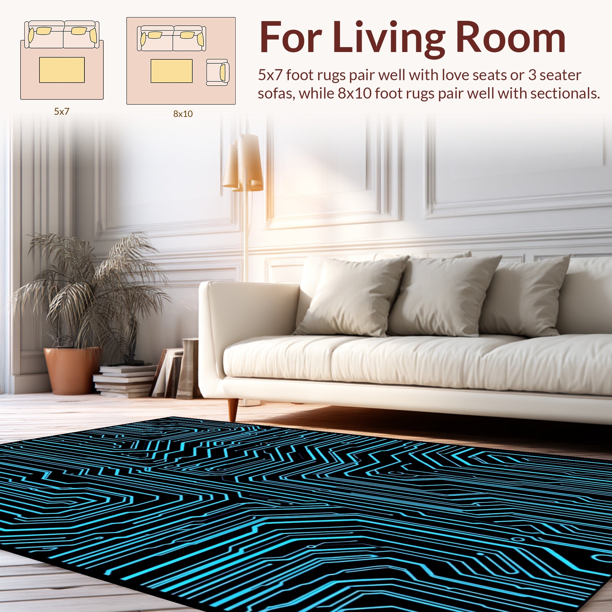 Futuristic Circuit Board Abstract Pattern Rug