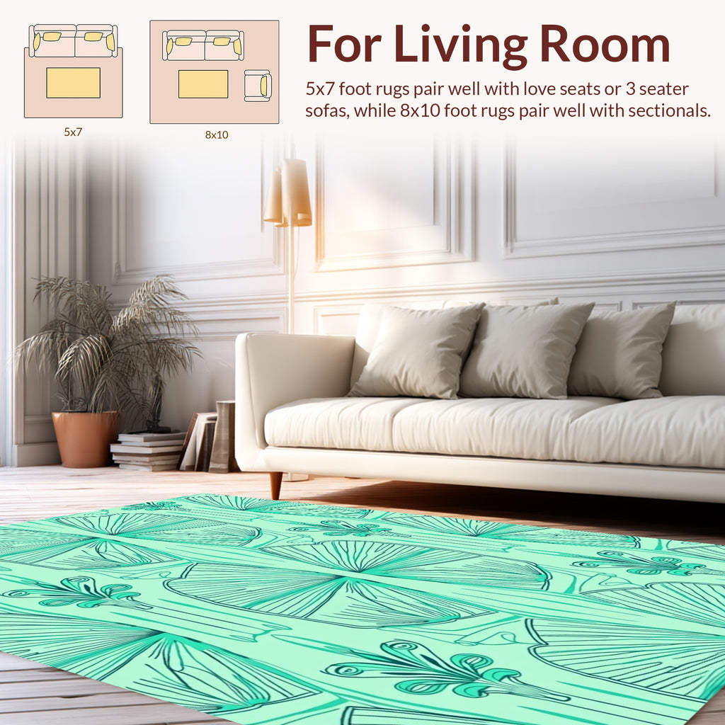 Art Deco Fan Shape Floral Pattern Rug