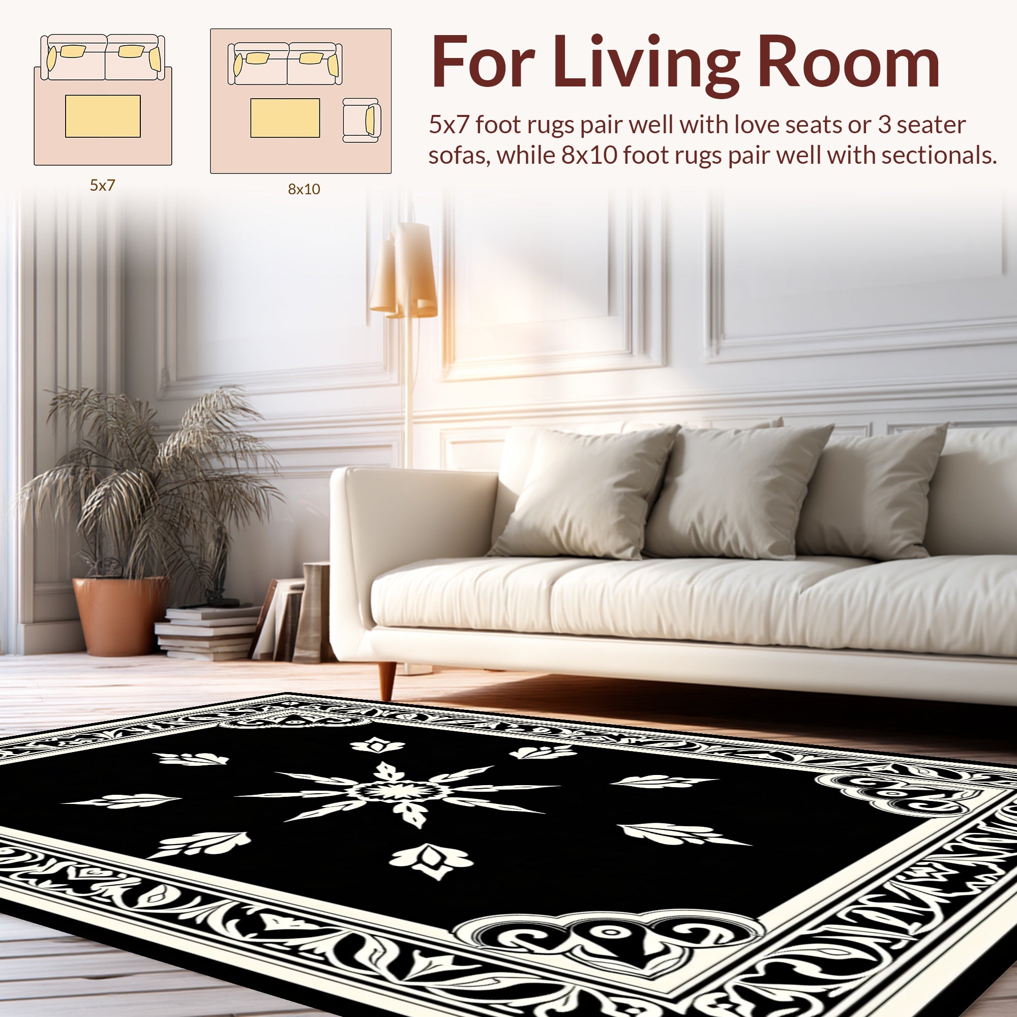 Ornate Floral Frame With Starburst Rug