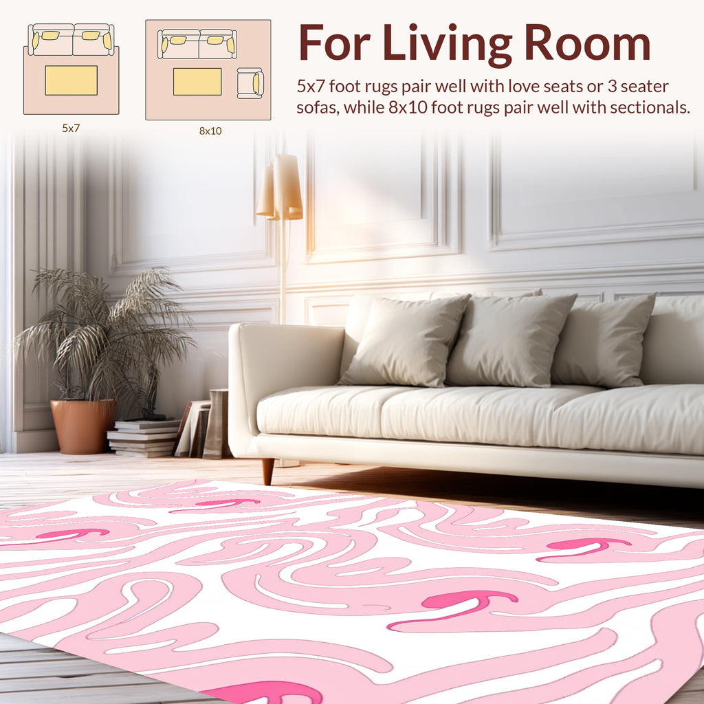 Fluid Pink Stripe Abstract Design Rug