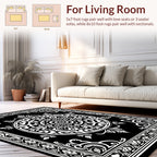 Intricate Black and White Mandala Design Rug
