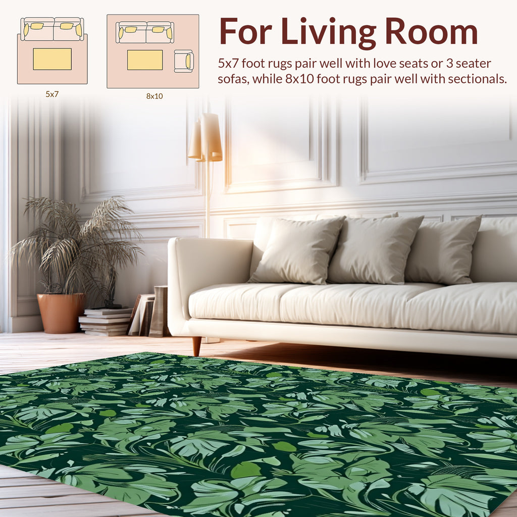 Lush Green Floral Pattern Design Rug