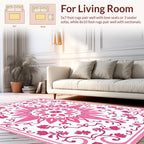 Ornate Pink Floral Mandala Pattern Rug