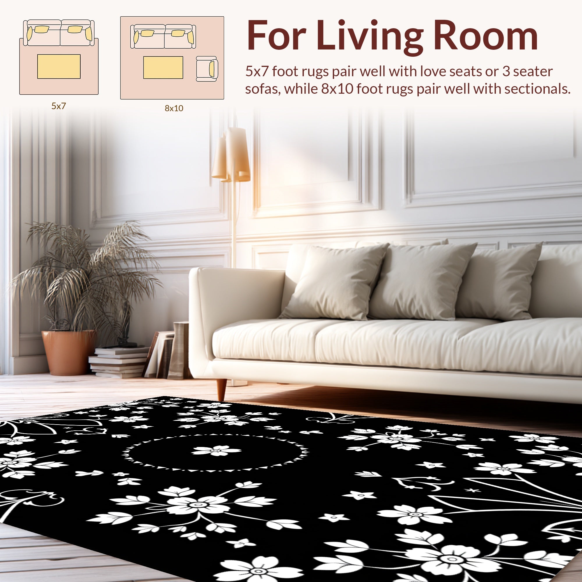 Elegant Floral Wreath Repeating Pattern Rug