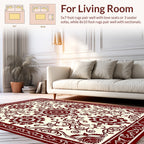 Dark Red Floral Mandala Patterned Rug