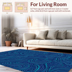 Deep Blue Swirling Wave Pattern Rug