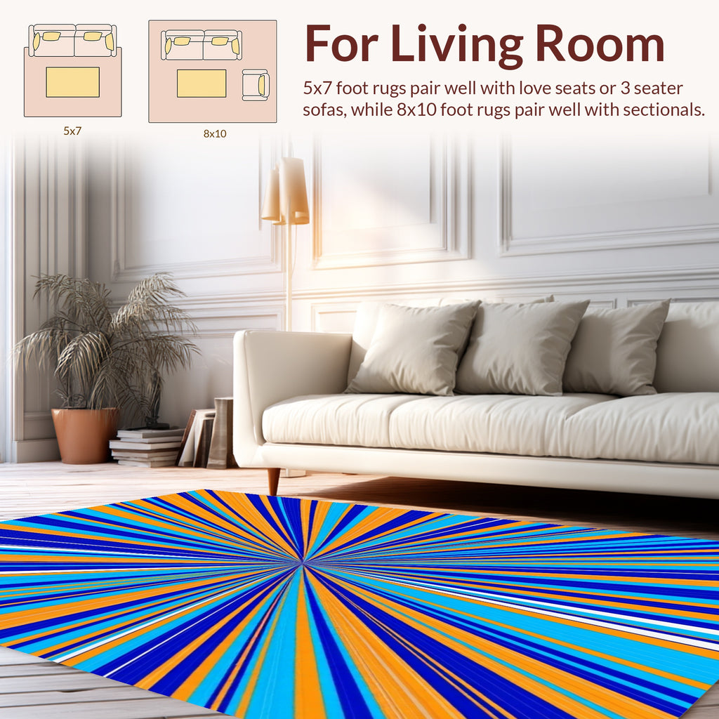 Starburst Pattern Radial Line Design Rug