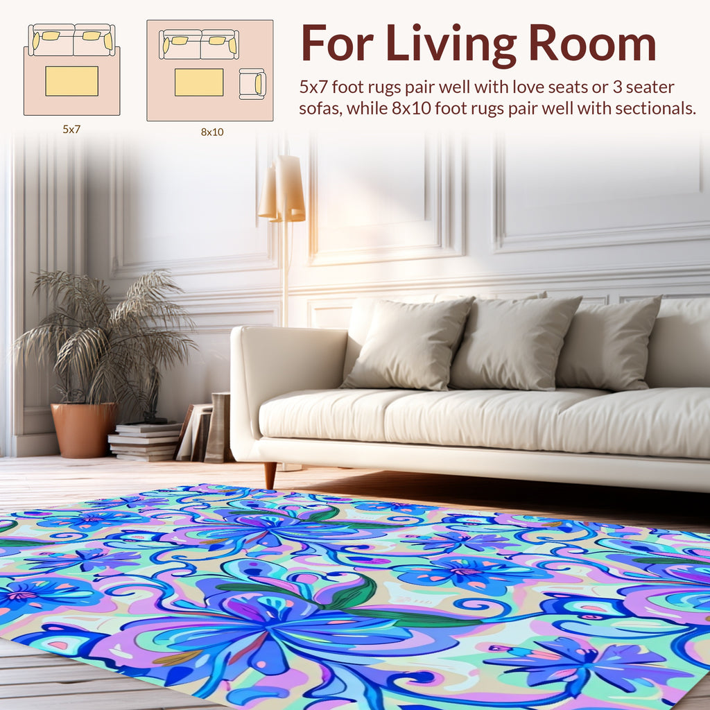 Vibrant Floral Swirls Art Print Rug