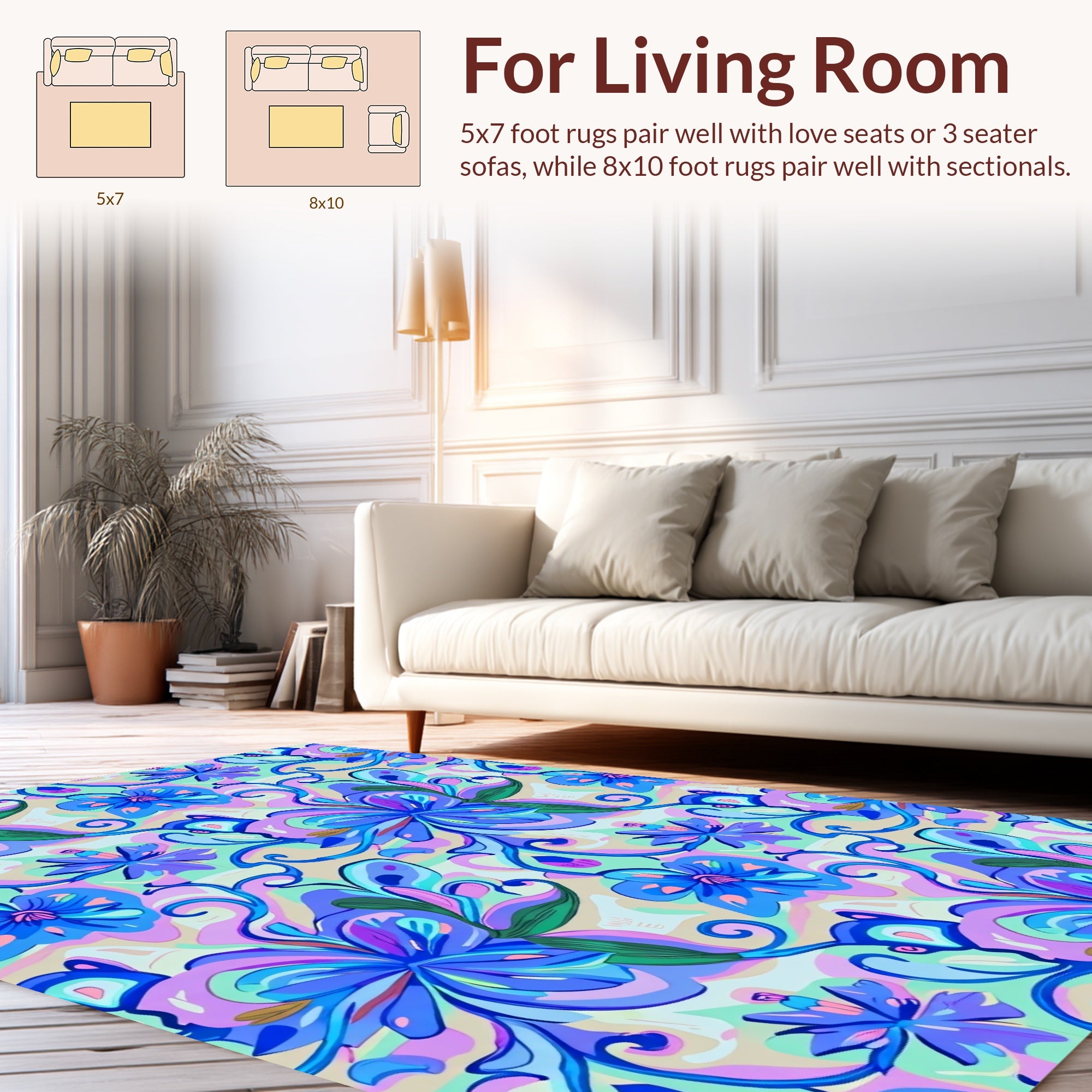 Vibrant Floral Swirls Art Print Rug