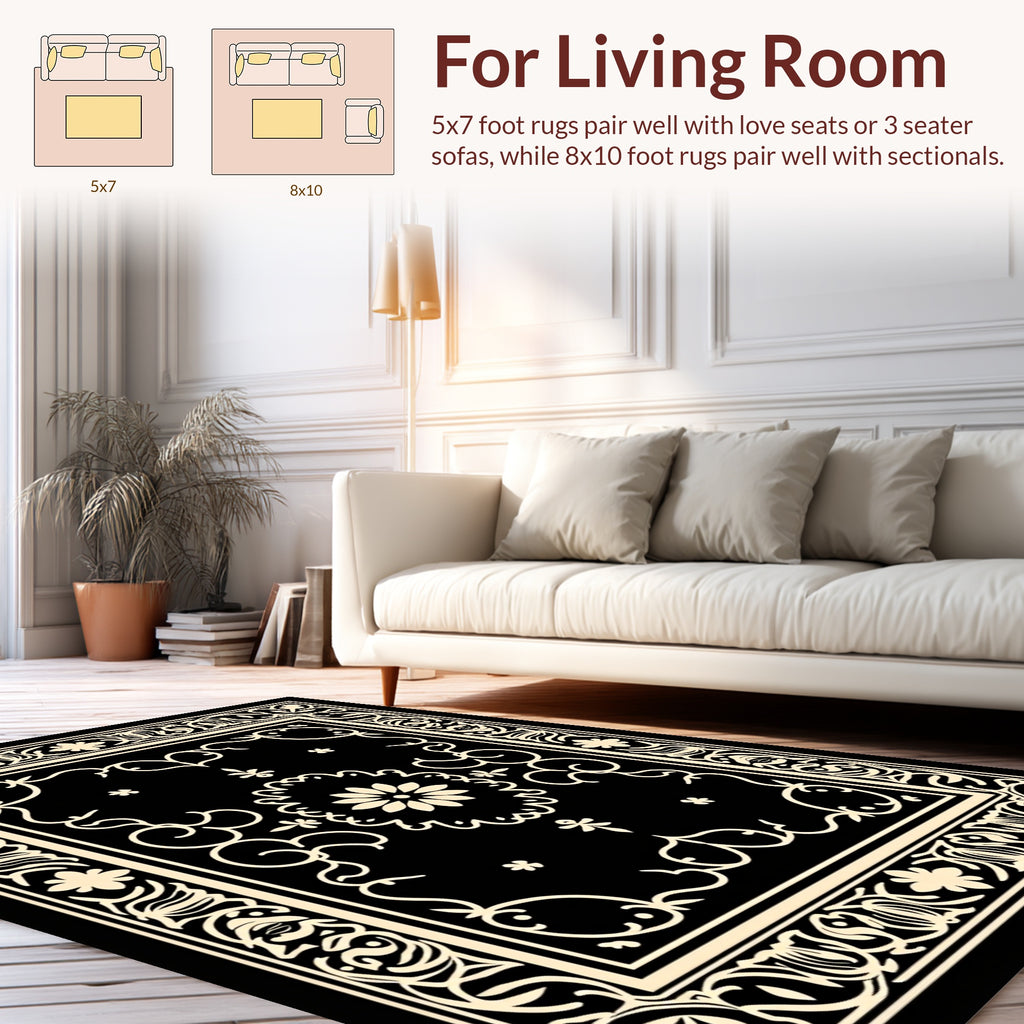 Cream Floral Vines And Borders Rug
