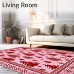 Deep Red Pine Forest Pink Blanket Rug