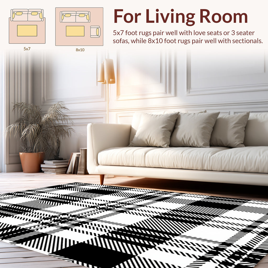 Bold Plaid Geometric Pattern Rug
