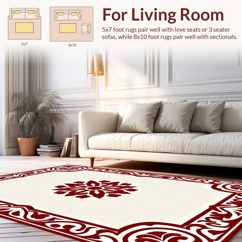 Rich Floral Medallion Border Design Rug