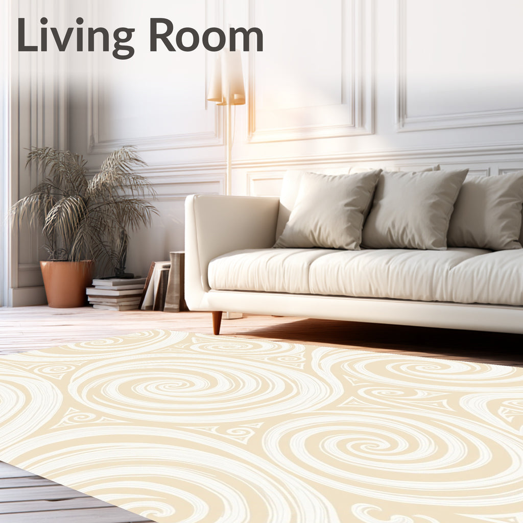 Cream Swirl Tribal Inspired Pattern Rug