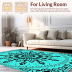 Bold Black Floral Mandala Design Rug