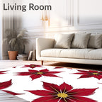 Crimson Feathered Flower Arrangement Rug