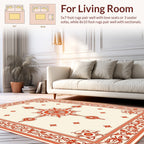 Ornate Coral Floral Medallion Design Rug