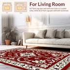 Rich Red Floral Scrollwork Garden Rug