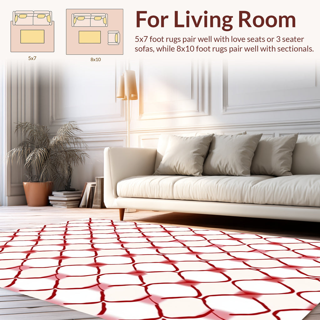 Red Linked Diamond Modern Graphic Rug