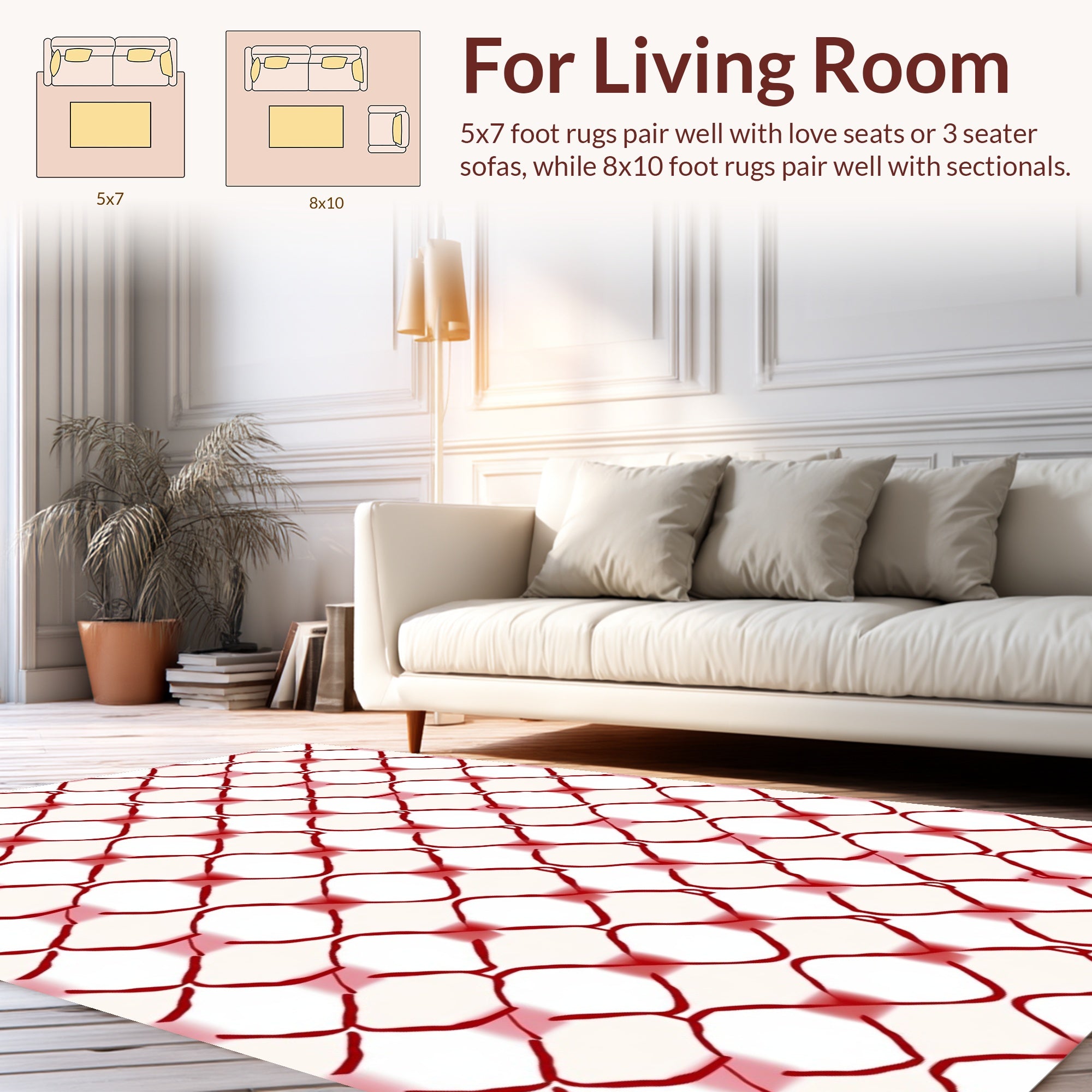 Red Linked Diamond Modern Graphic Rug