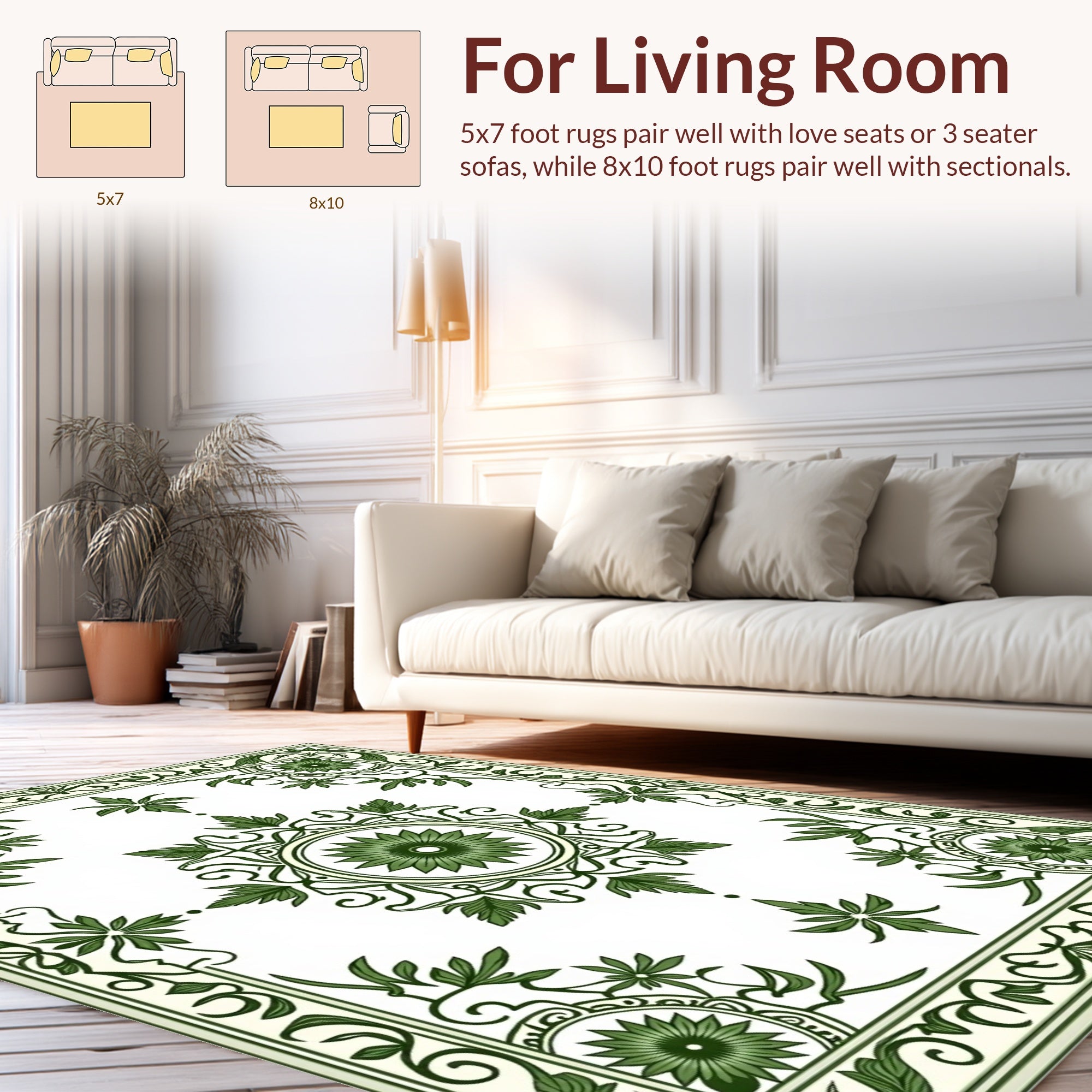 Classic Green Floral Medallion Rug