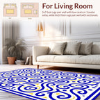 Abstract Blue Yellow Swirl Pattern Rug