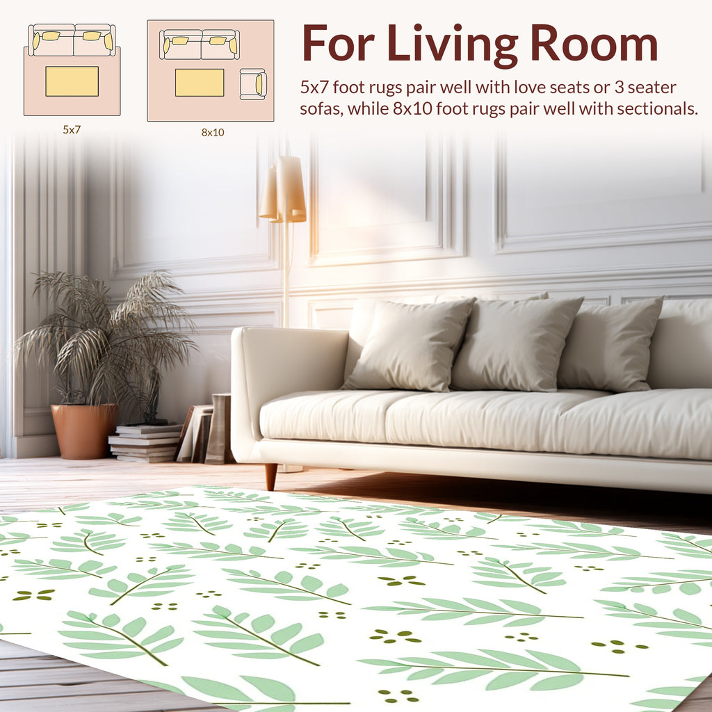 Delicate Leaf Branch Pattern Rug