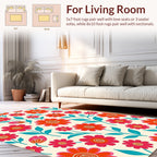 Groovy Floral Pattern With Teal Accents Rug