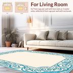 Classic Blue Scroll Frame Pattern Rug