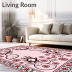 Crimson Deer Snowflakes Border Rug