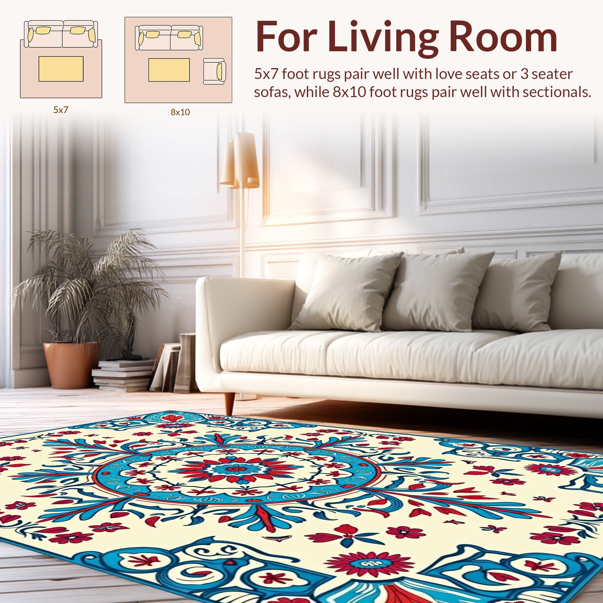 Mandala Inspired Floral Pattern Rug