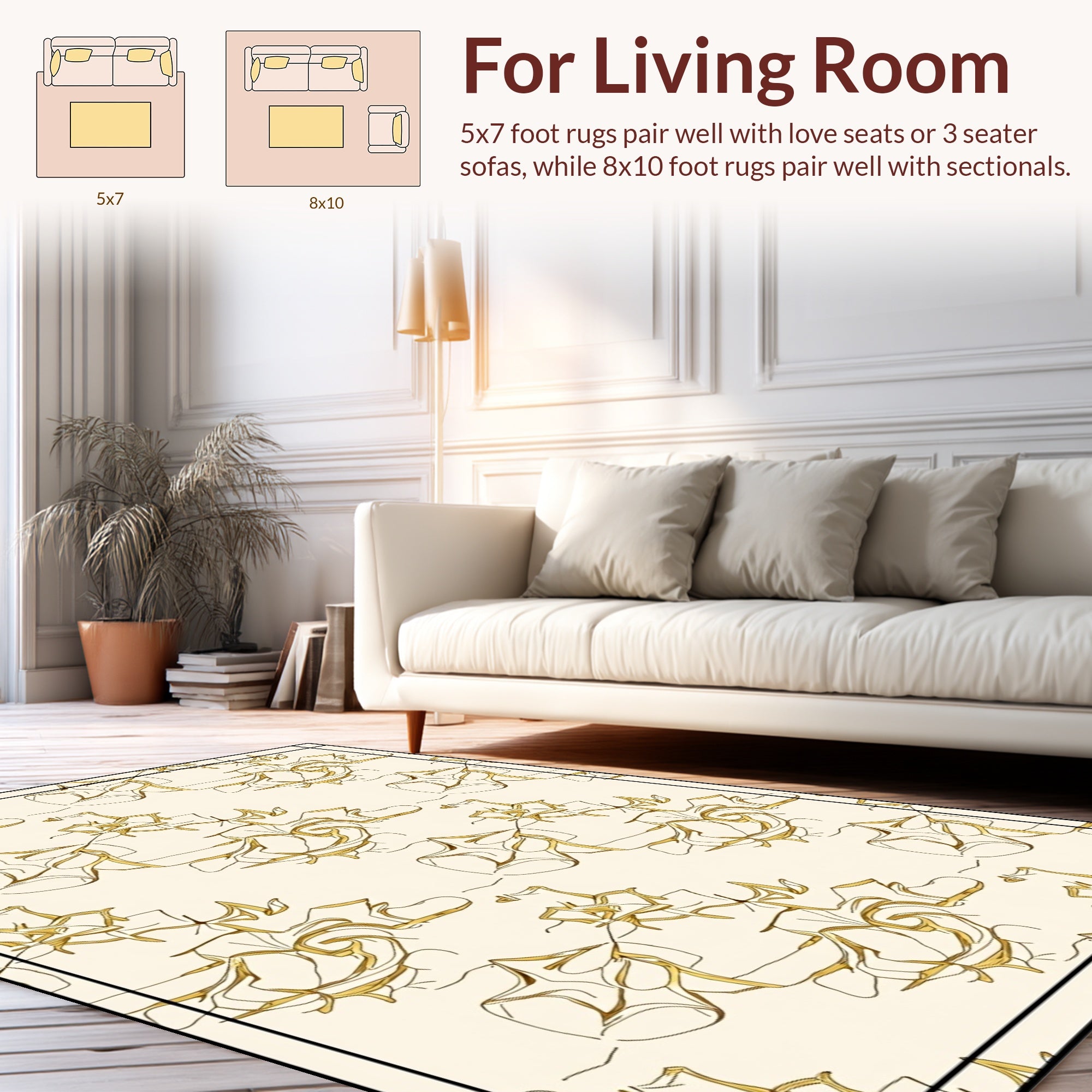 Abstract Swirls Botanical Sketch Rug