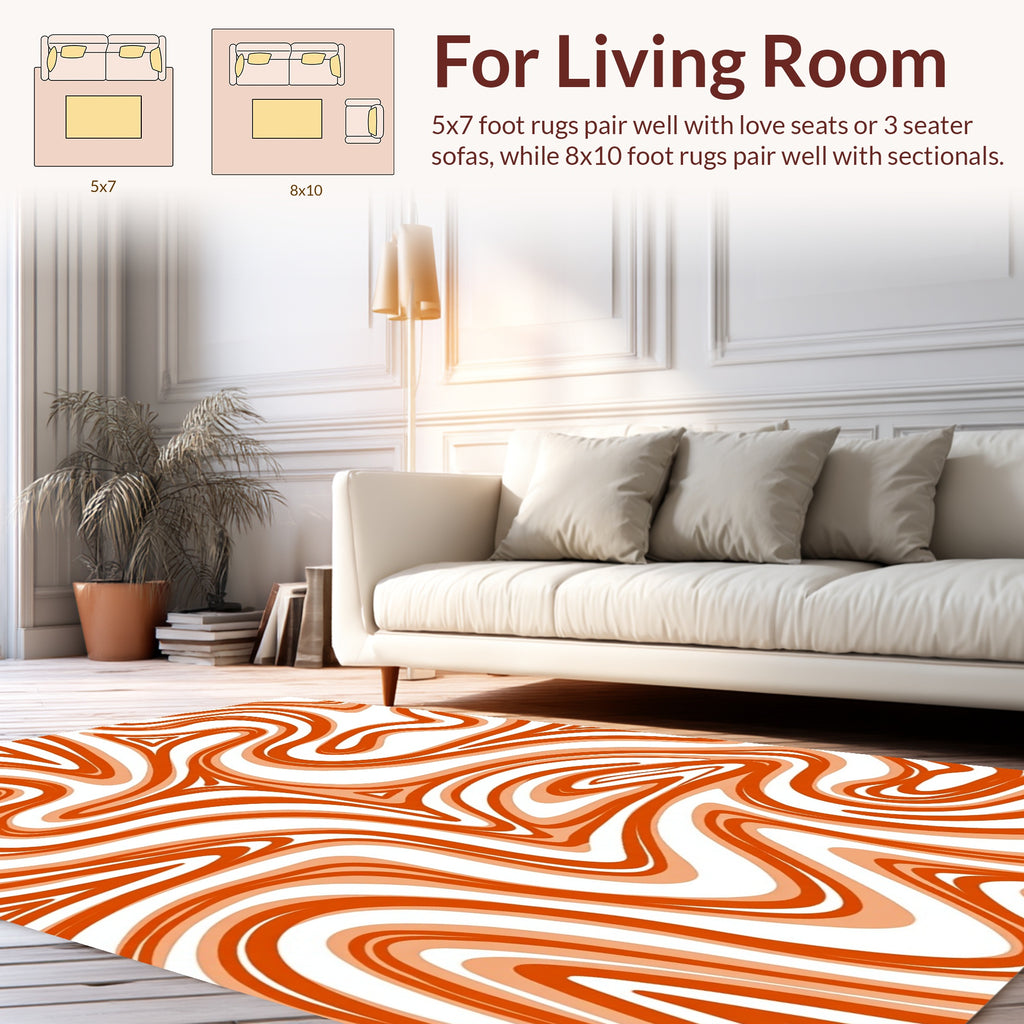 Orange Swirl Abstract Design Rug