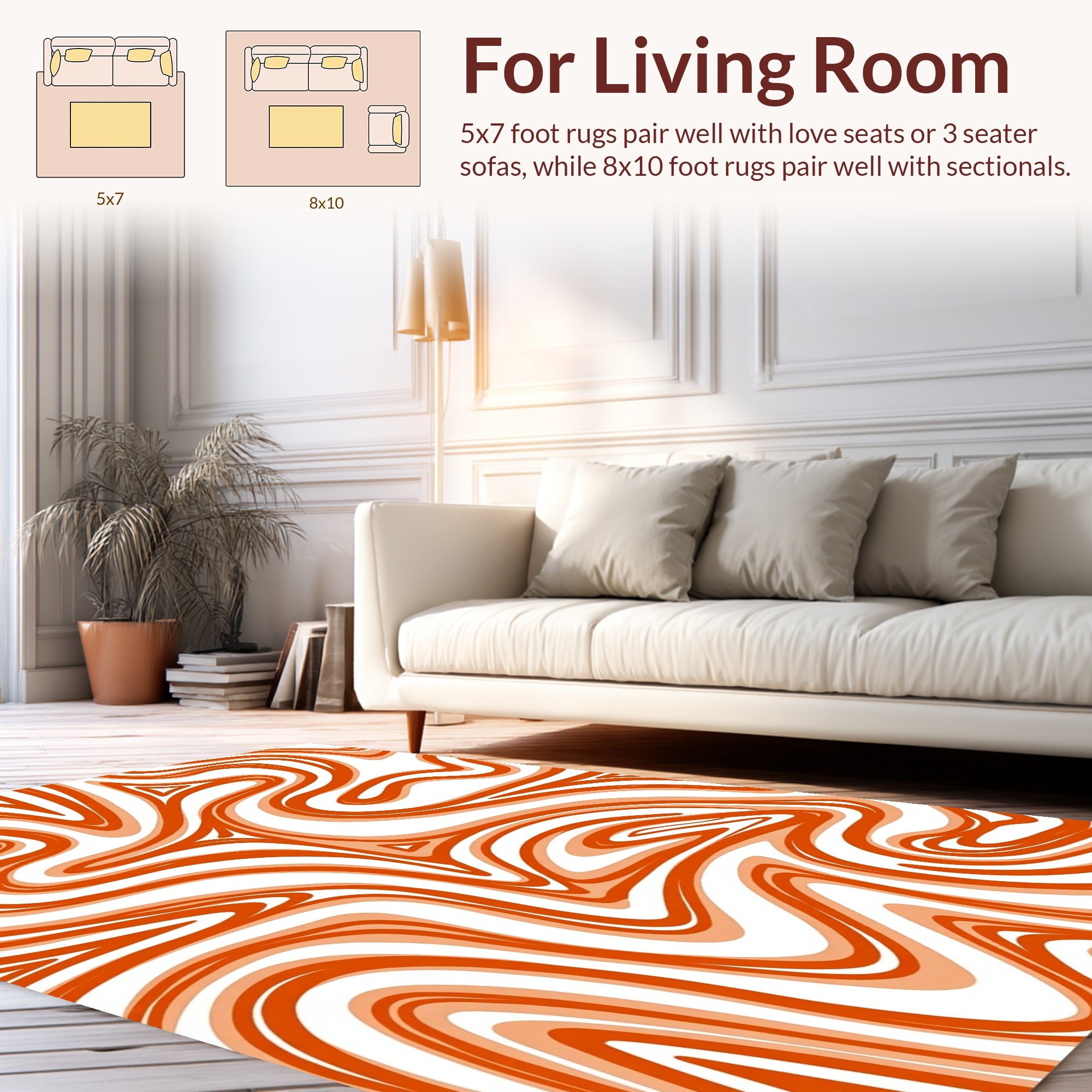 Orange Swirl Abstract Design Rug