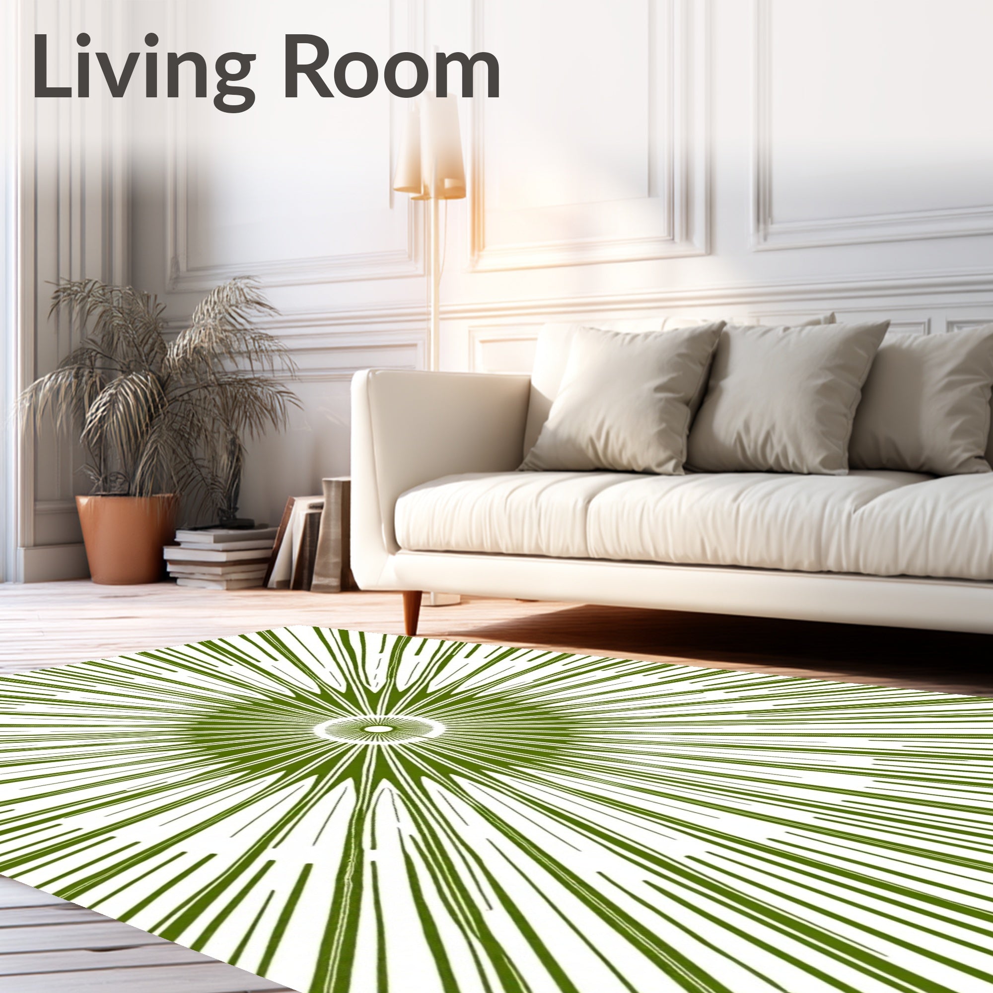 Radiant Green Burst Sunburst Rug