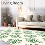 Emerald Green Ornate Damask Rug