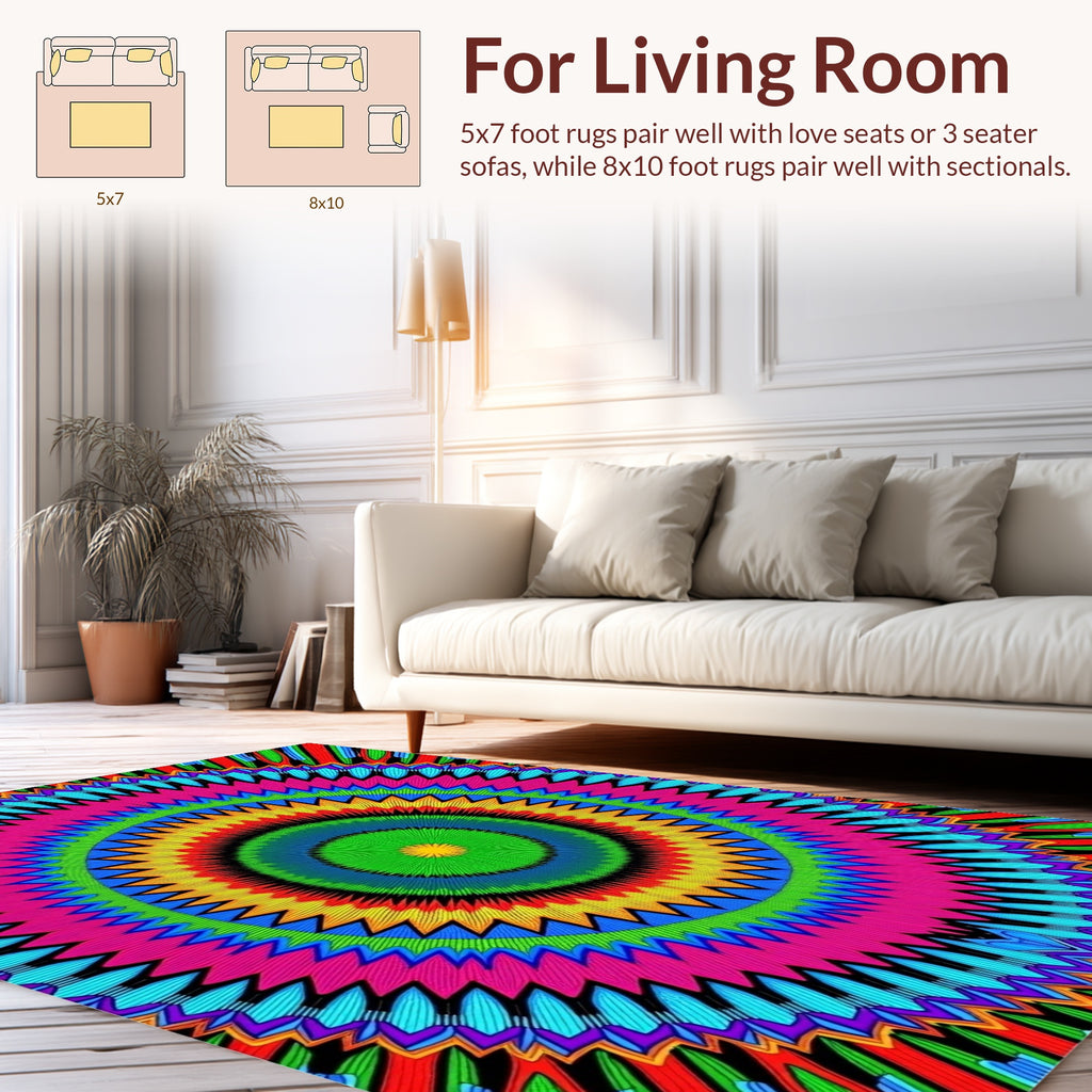 Vibrant Concentric Sunburst Pattern Rug